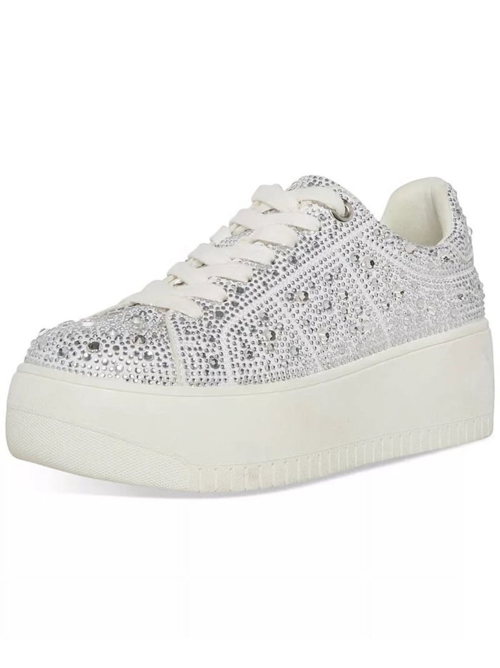 Steve Madden Rockaway-R Lace Up Rounded Toe Low Top  Sneakers rhinestone Size 8